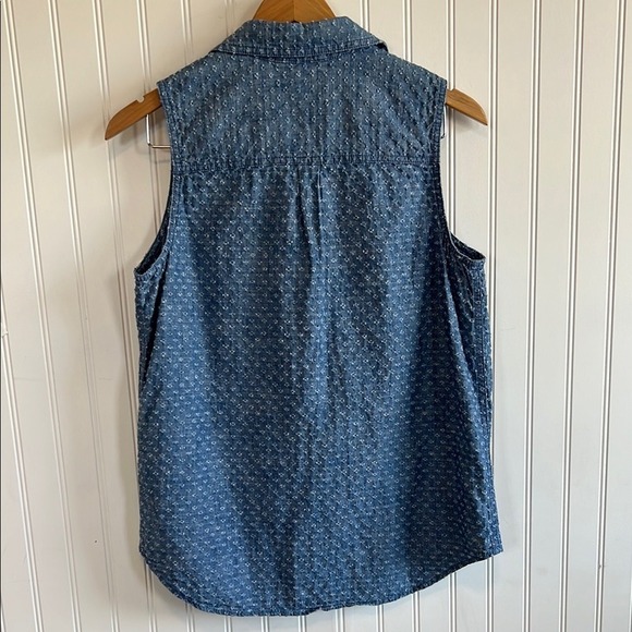 Blue Sleeveless Button-Up Top Two by Vince Camuto women M cottagecore - Picture 4 of 7
